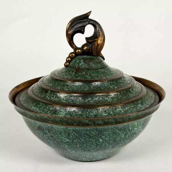 Carl Sorensen Verdigris Bronze Covered Bowl - Image 2