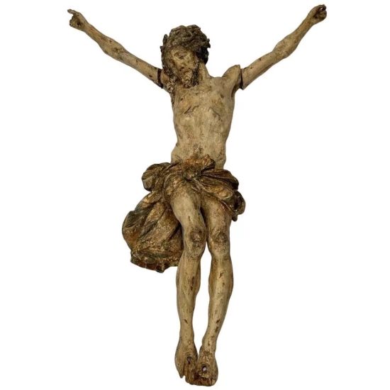 17thC Austrian Wood Jesus Christ Altar Figure