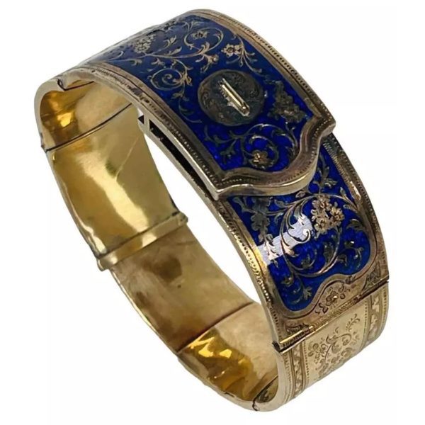 19thC Imperial 14K Cobalt Enamel Bracelet