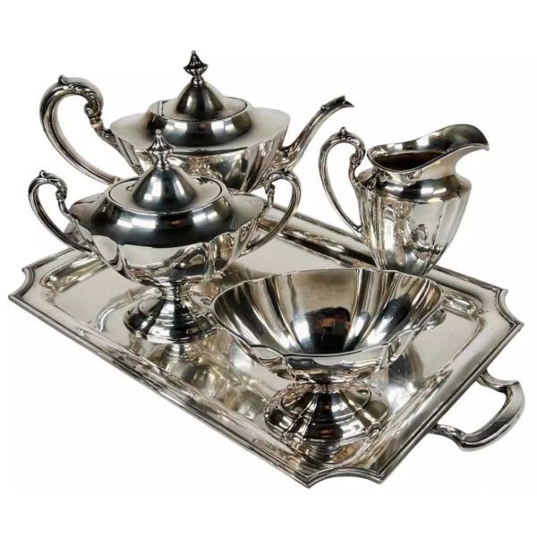 Meriden Britannia Sterling 4pc Tea Set +Tray