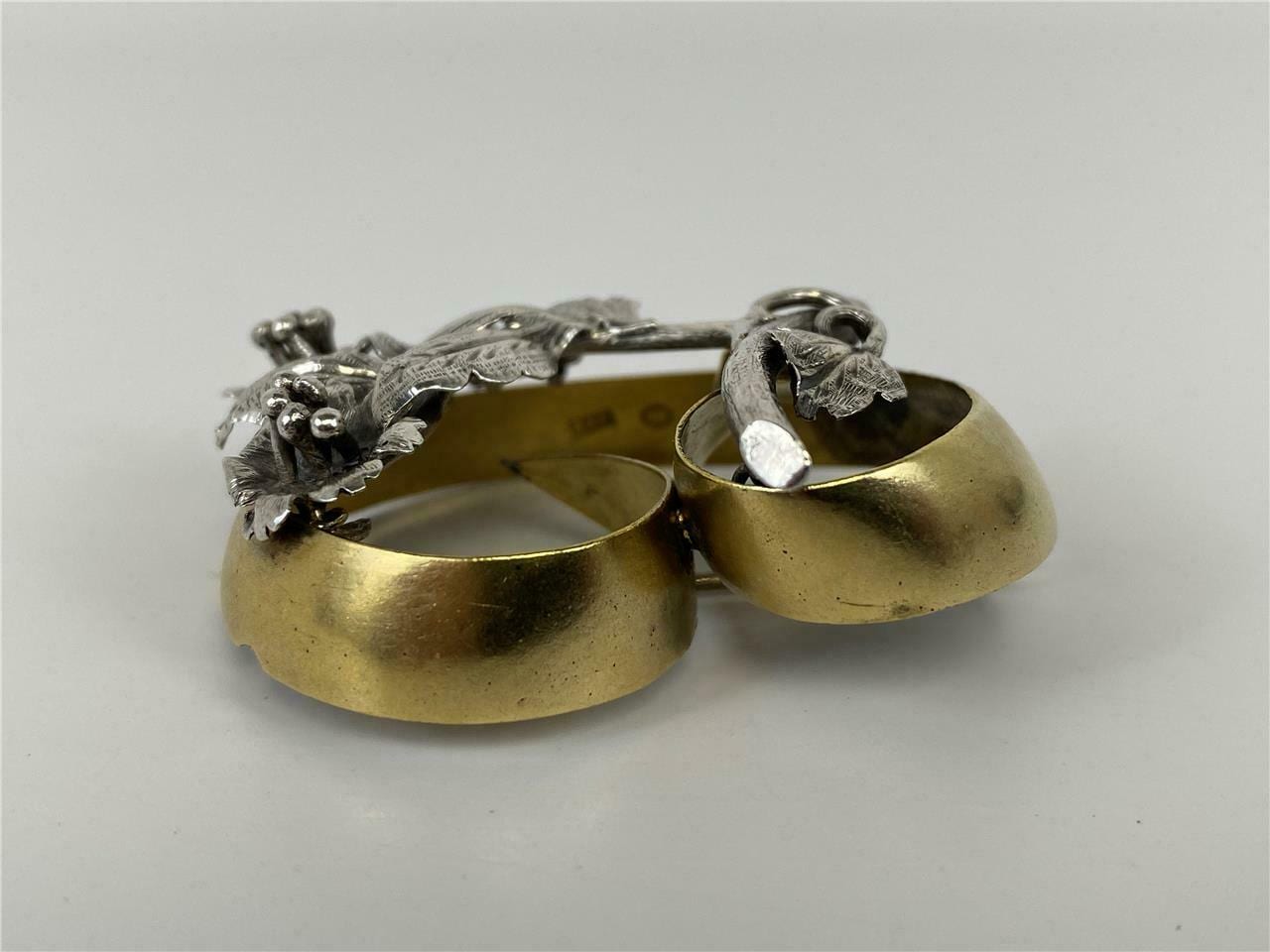 Victorian 10K Gold Sterling Floral Brooch - Image 12