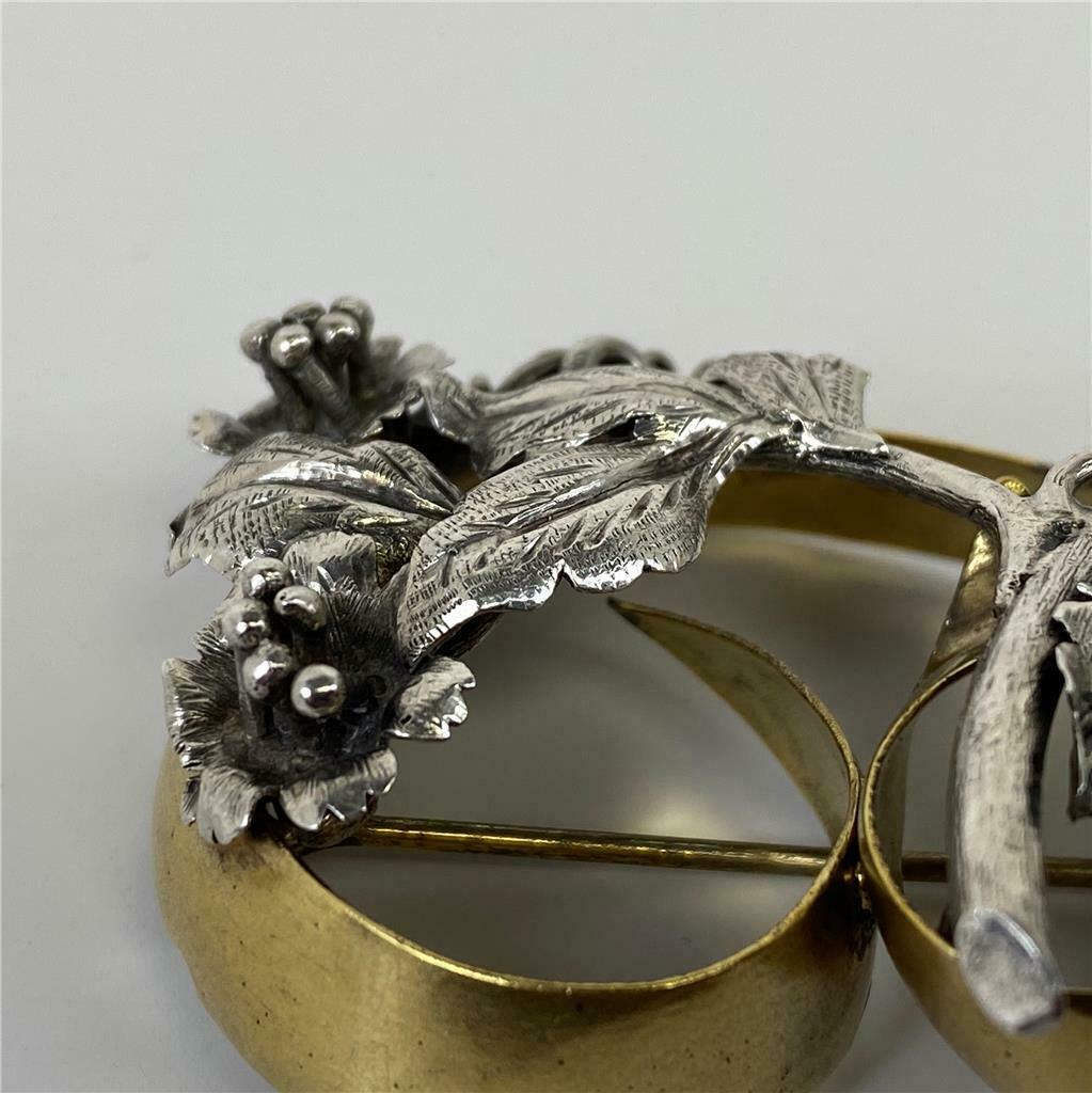 Victorian 10K Gold Sterling Floral Brooch - Image 9
