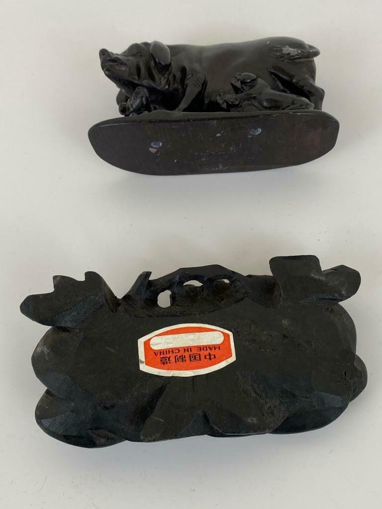 Chinese Carved Stone Pigs on Stand - Image 12