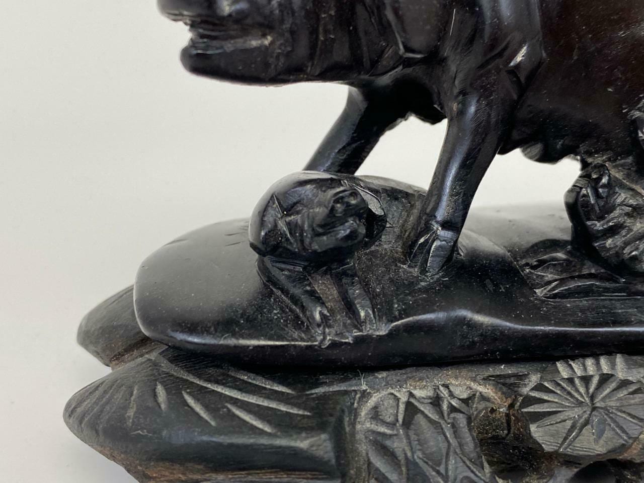 Chinese Carved Stone Pigs on Stand - Image 6