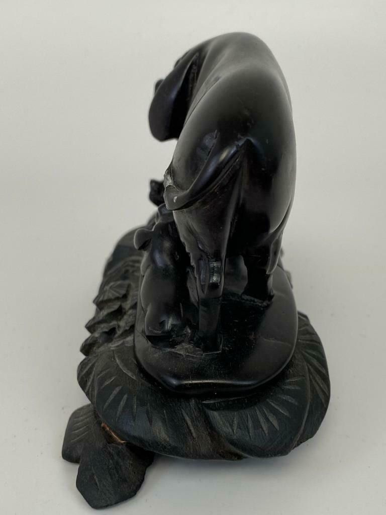 Chinese Carved Stone Pigs on Stand - Image 7