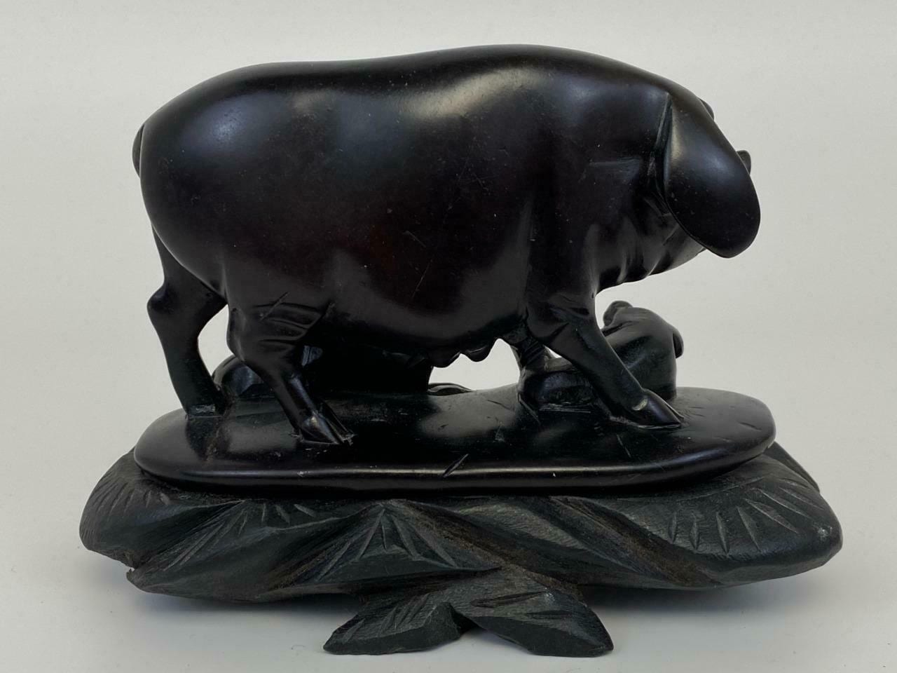 Chinese Carved Stone Pigs on Stand - Image 8