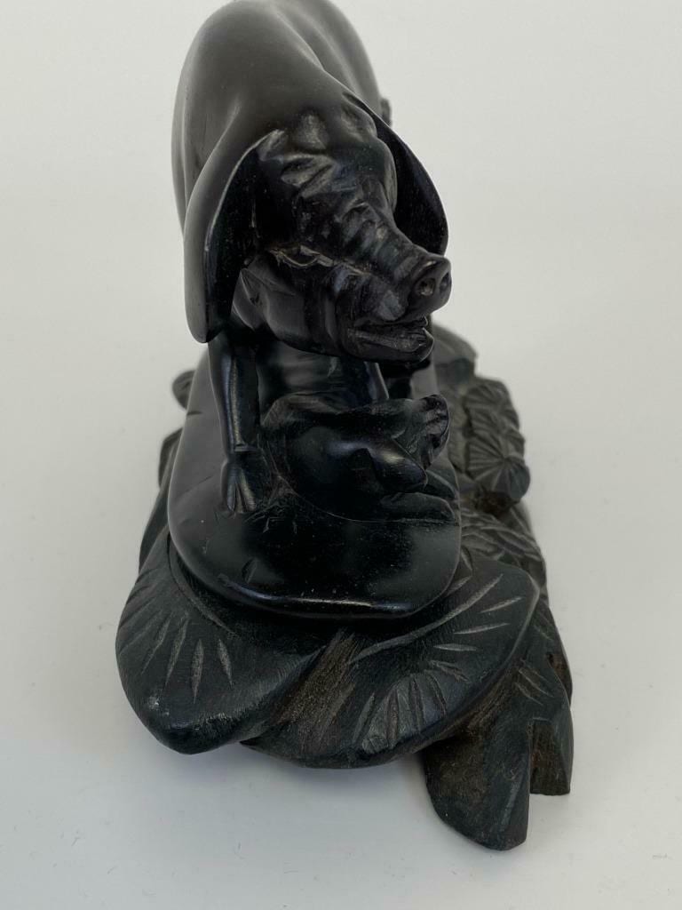 Chinese Carved Stone Pigs on Stand - Image 9