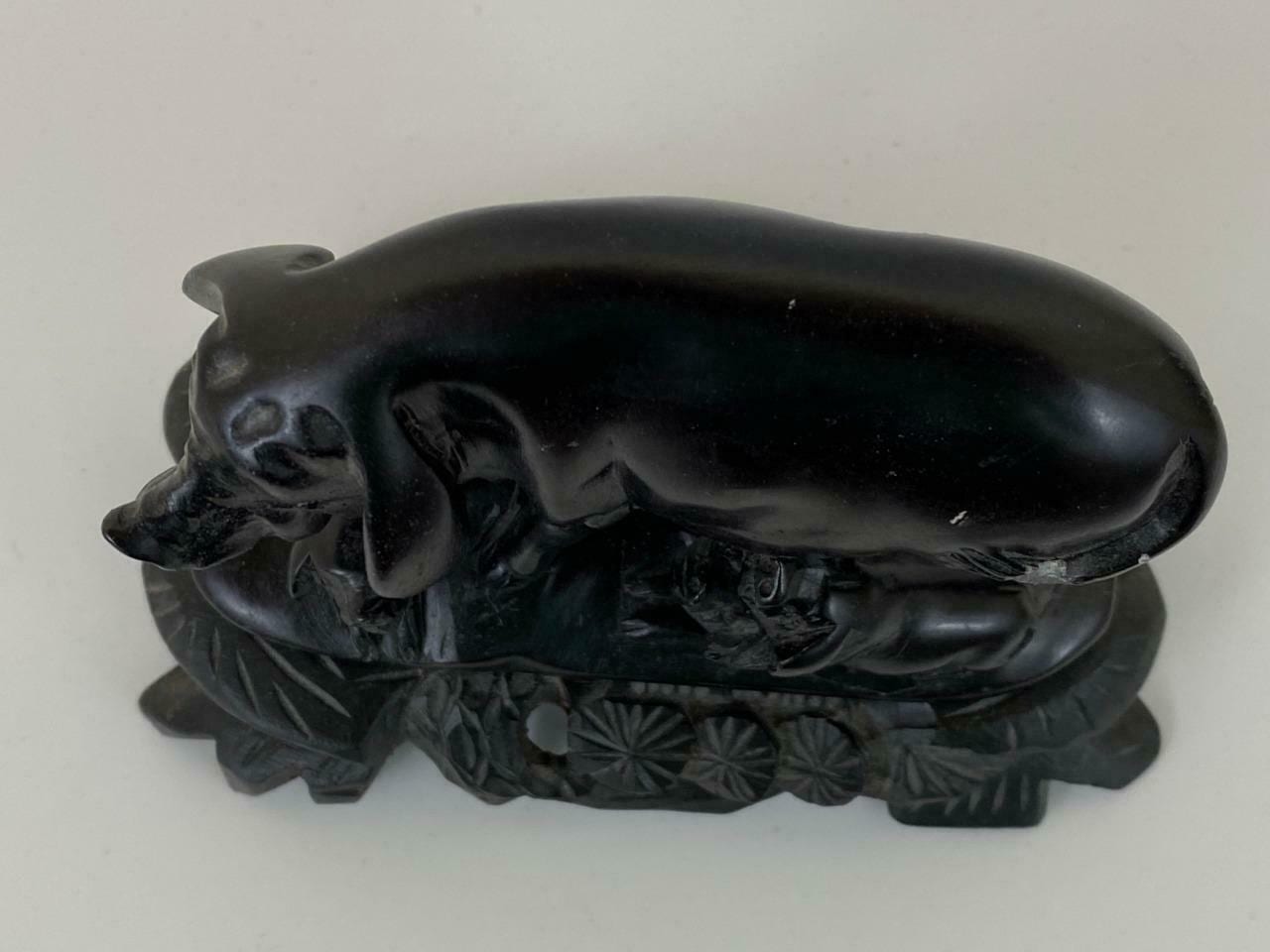 Chinese Carved Stone Pigs on Stand - Image 10