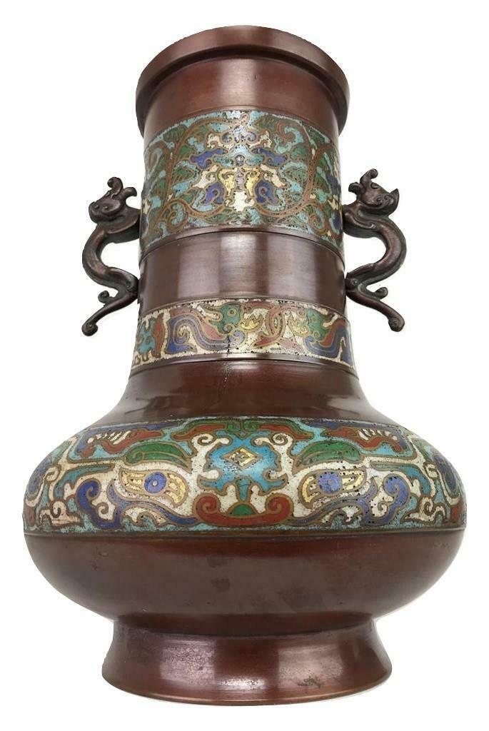 Cloisonne Champleve Enamel Bronze Urn - Image 2